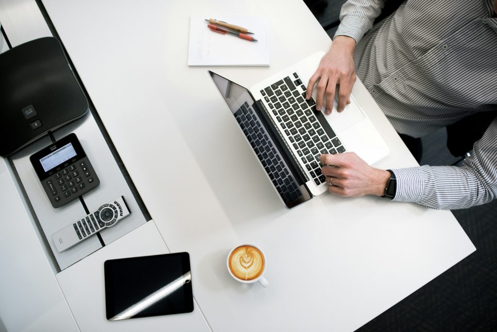 Man working on business strategies for his company